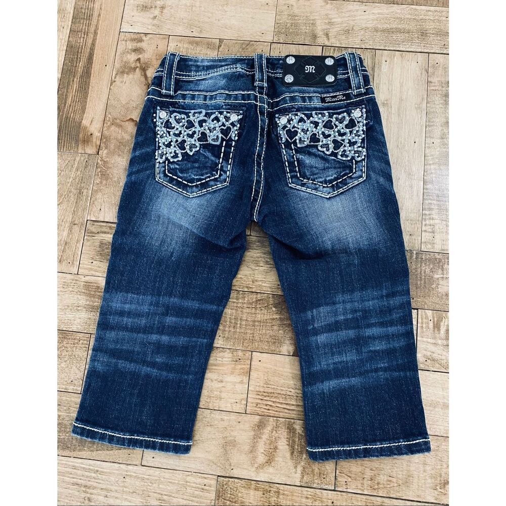 Miss Me Bling Girls Heart Capri Denim Jeans Sz 10
